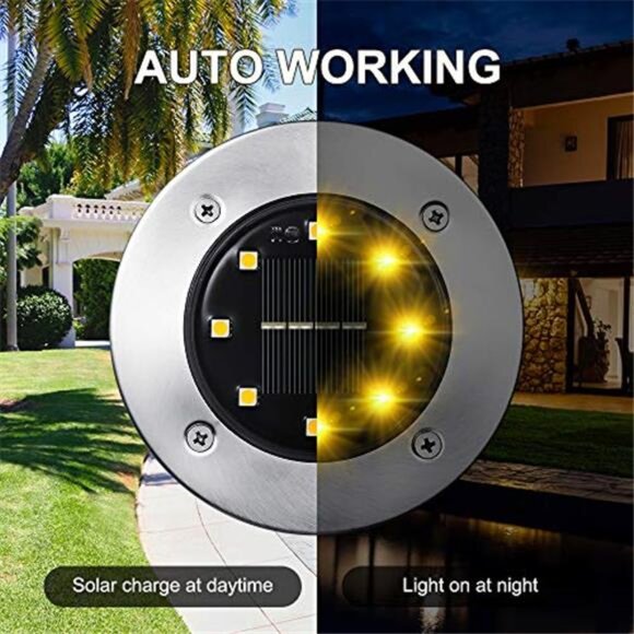 16 Pack Solar Ground Lights 8 LED Waterproof Pathway Garden Lights Warm White main image 4